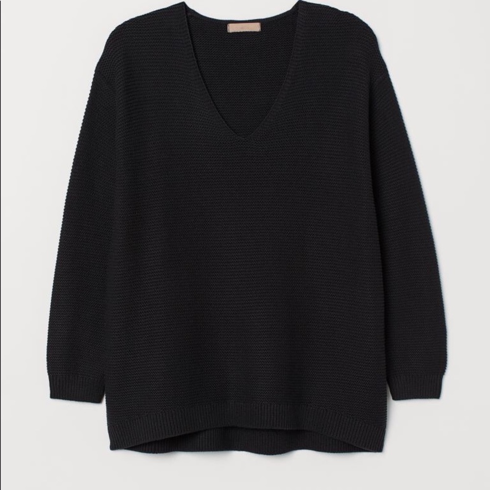 H&M textured knit black sweater NWT